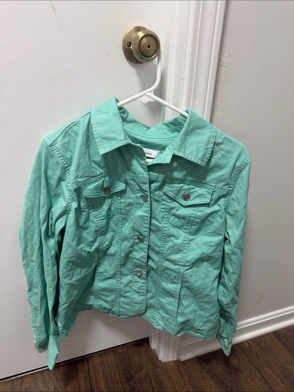 croft & barrow Mint Green Cotton Button-Front Jean Jacket